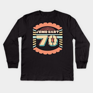 vintage-style t-shirt design that evokes the feeling of the 70s with a retro color scheme and a groovy font. Kids Long Sleeve T-Shirt